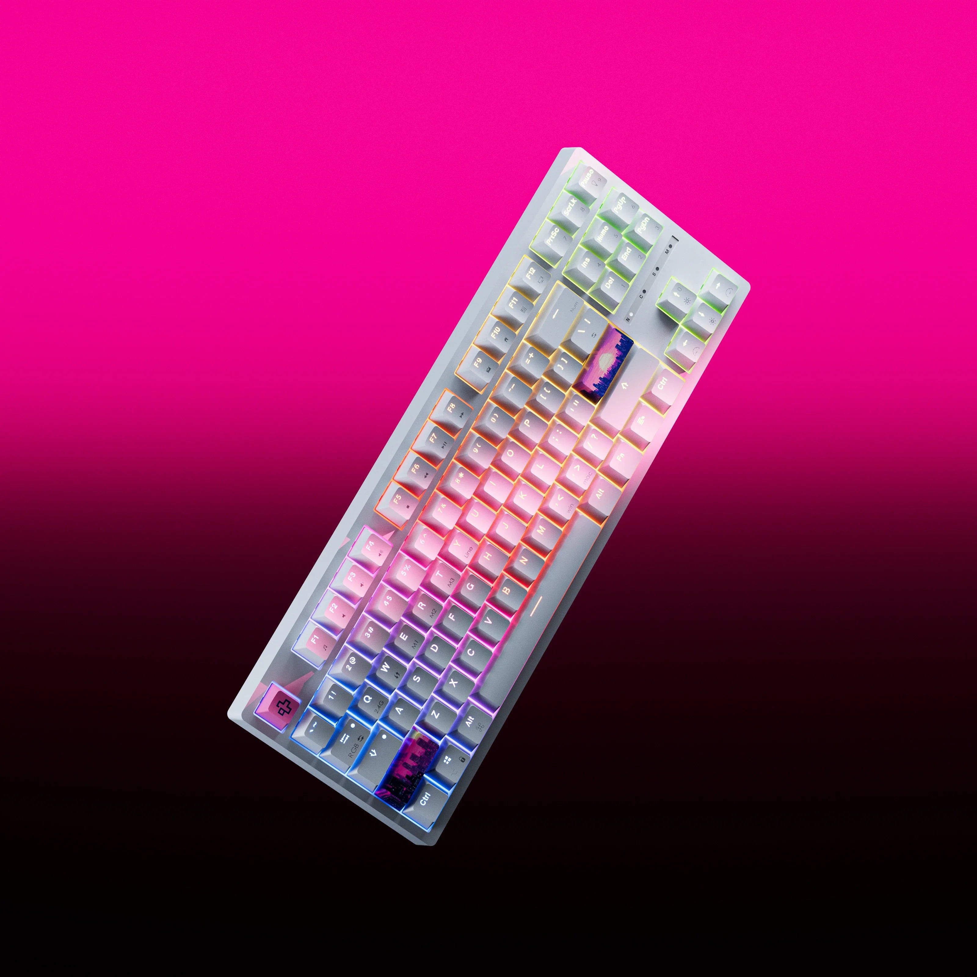 QwertyKey H87 White Bluetooth Wireless Hotswap RGB Mechanical Gaming Keyboard