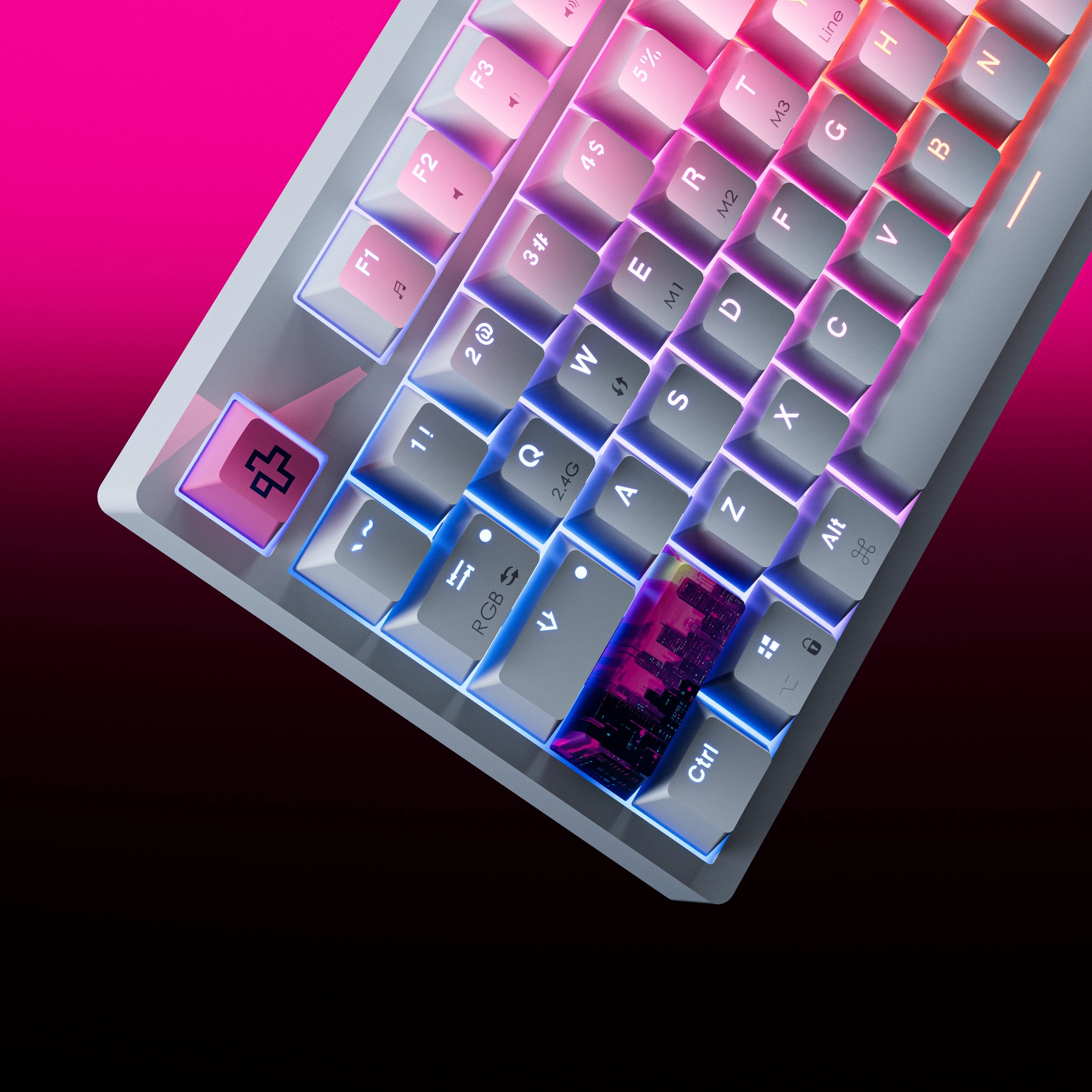 QwertyKey H87 White Bluetooth Wireless Hotswap RGB Mechanical Gaming Keyboard