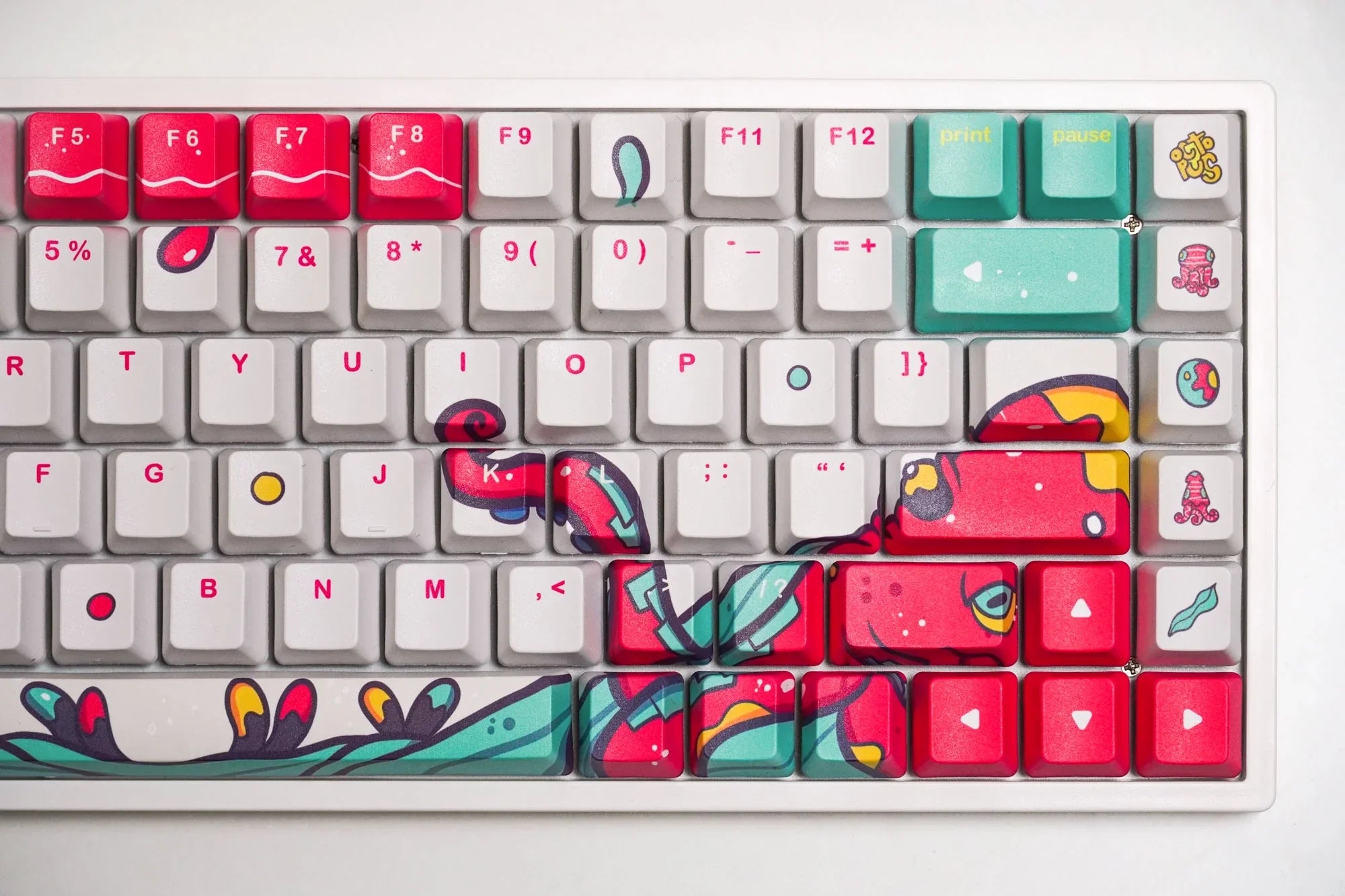QwertyKey Octopus White OEM Profile PBT Keycap Set