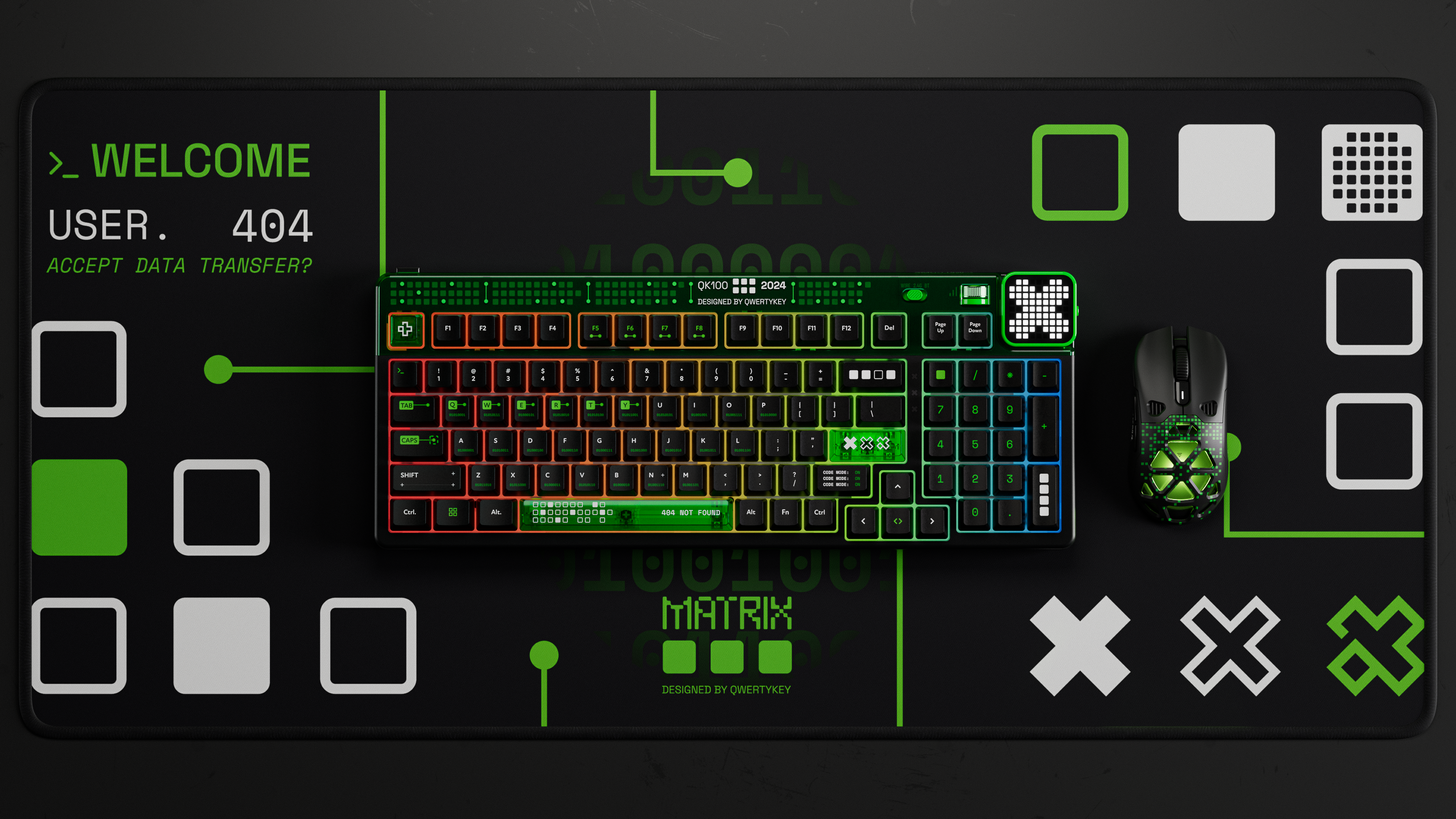 QwertyKey100 Matrix Hotswap RGB Pixel Screen Bluetooth Gasket Mount Mechanical Gaming Keyboard
