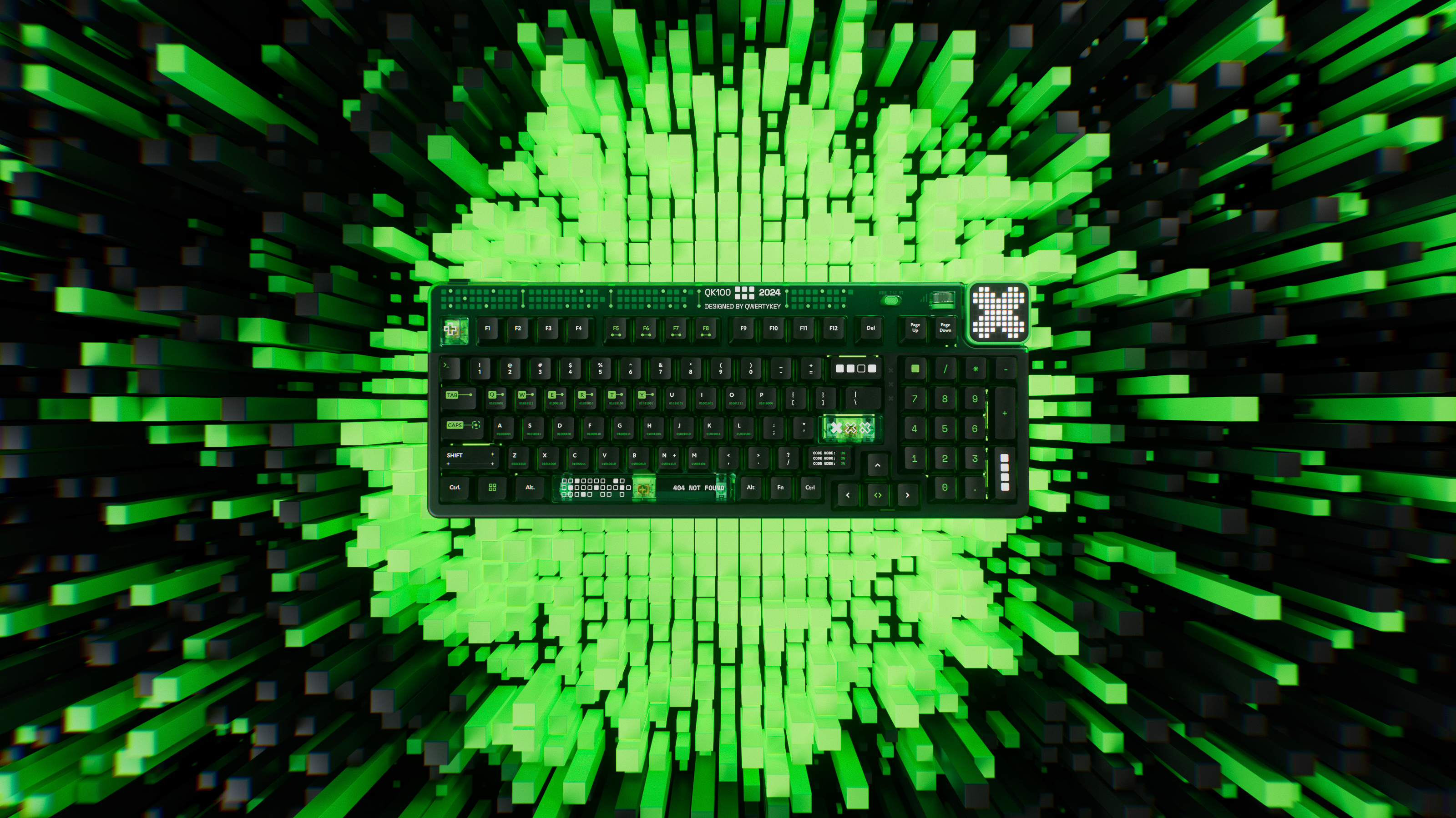 QwertyKey100 Matrix Hotswap RGB Pixel Screen Bluetooth Gasket Mount Mechanical Gaming Keyboard