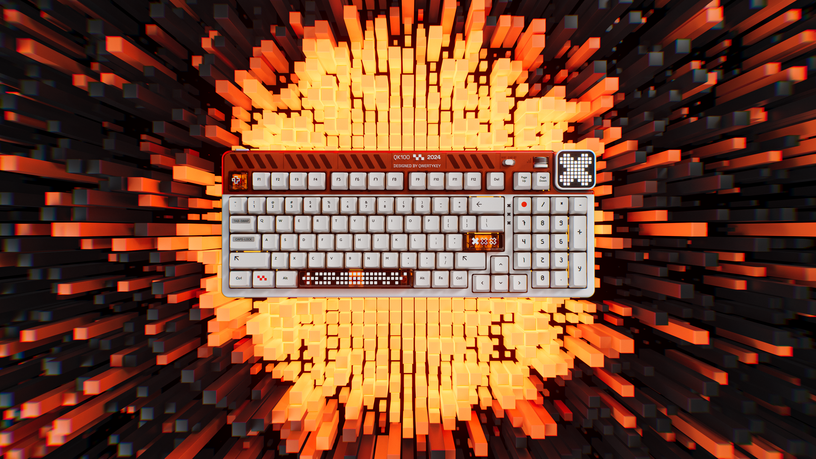 QwertyKey100 Apex Hotswap RGB Pixel Screen Bluetooth Gasket Mount Mechanical Gaming Keyboard