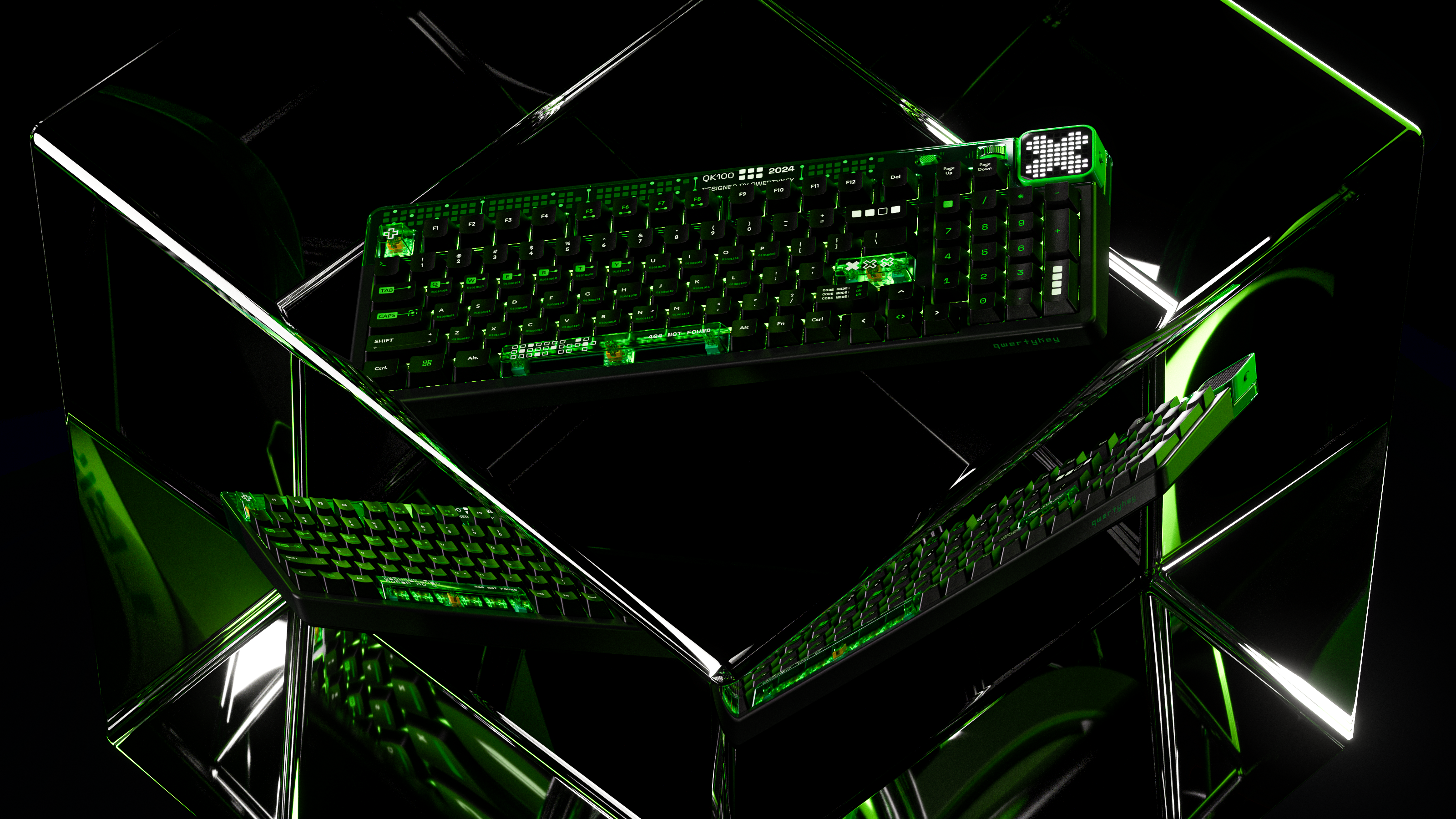 QwertyKey100 Matrix Hotswap RGB Pixel Screen Bluetooth Gasket Mount Mechanical Gaming Keyboard
