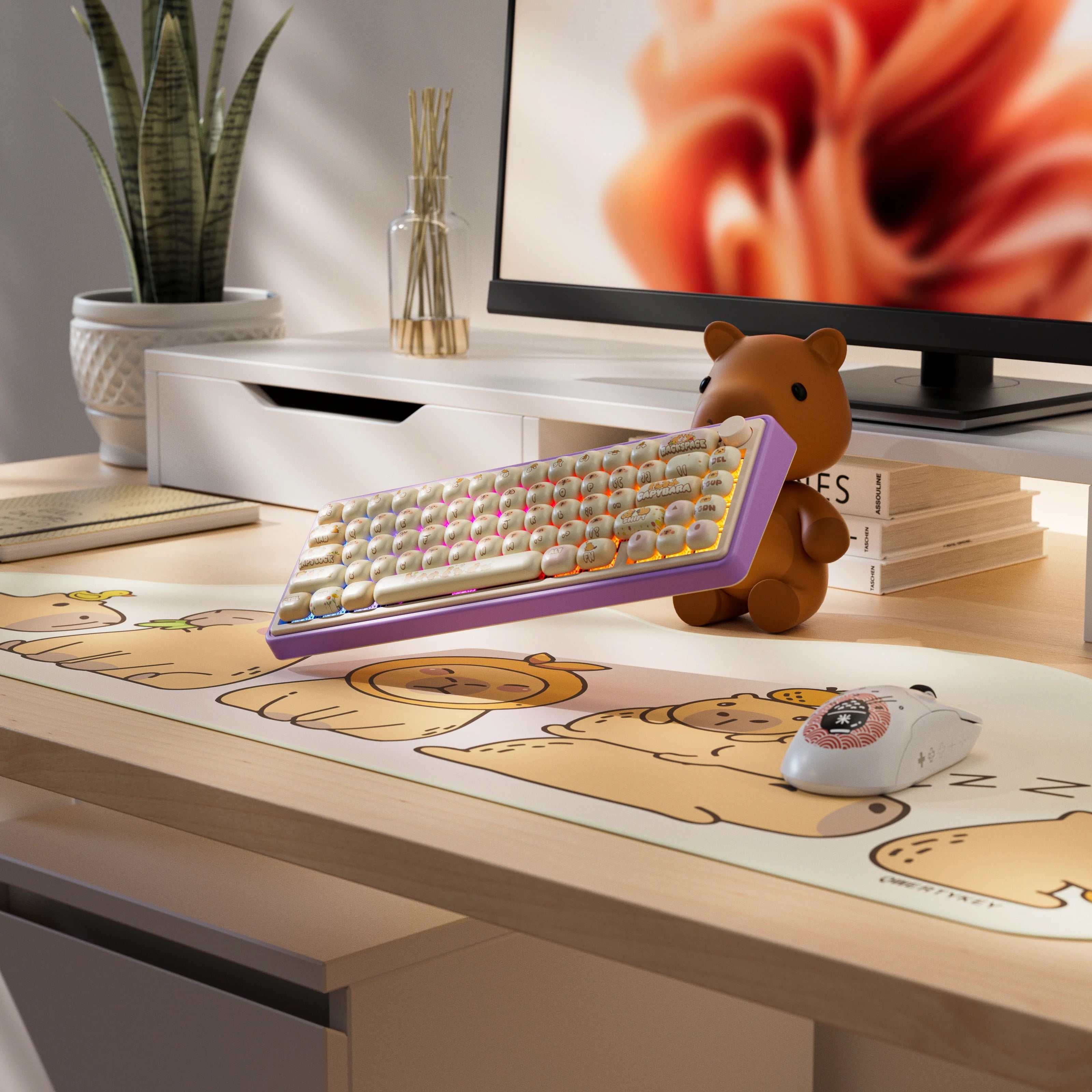 QwertyKey65 Pro Capybara Bluetooth Wireless Limited Edition VIA Hotswap RGB Mechanical Gaming Keyboard