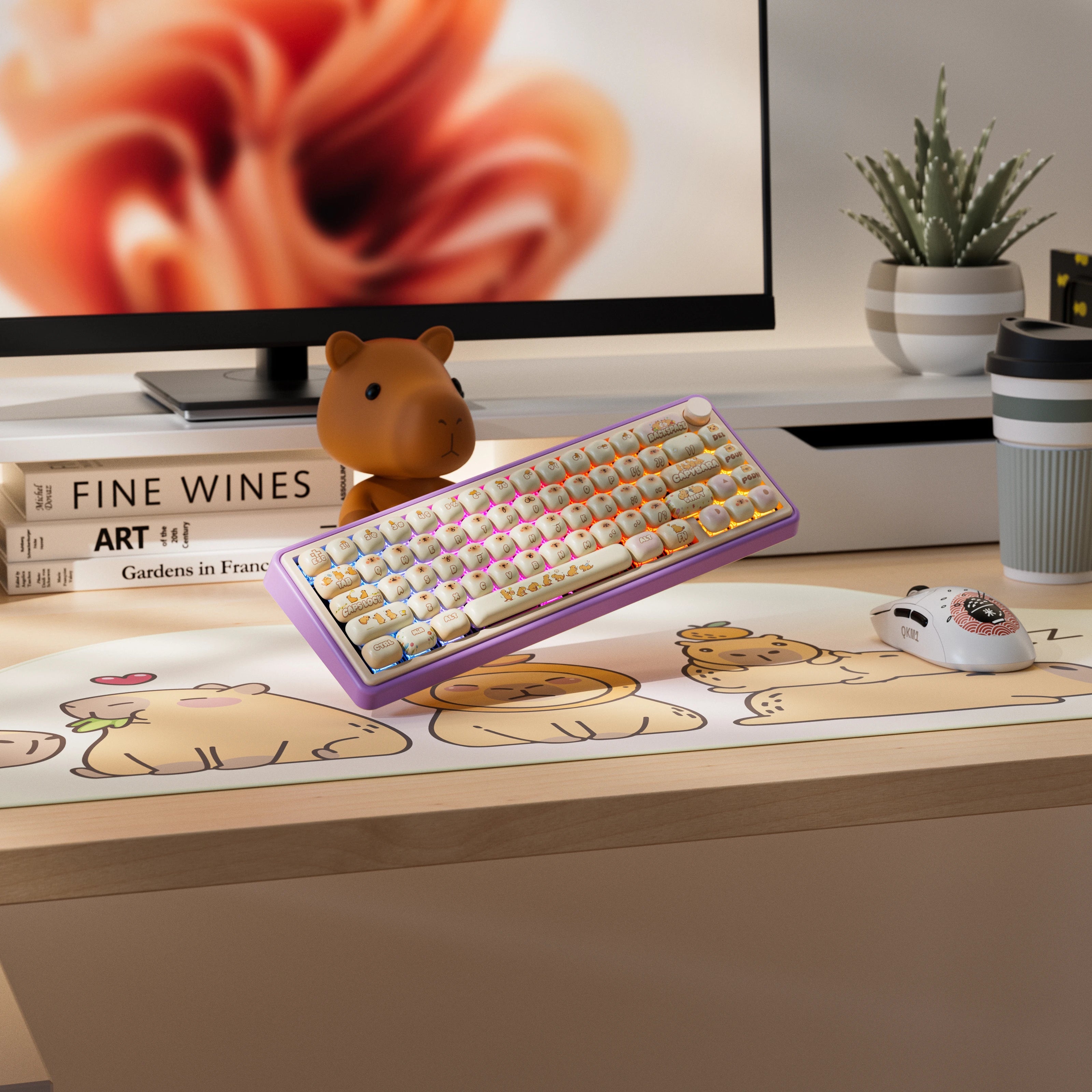 QwertyKey65 Pro Capybara Bluetooth Wireless Limited Edition VIA Hotswap RGB Mechanical Gaming Keyboard
