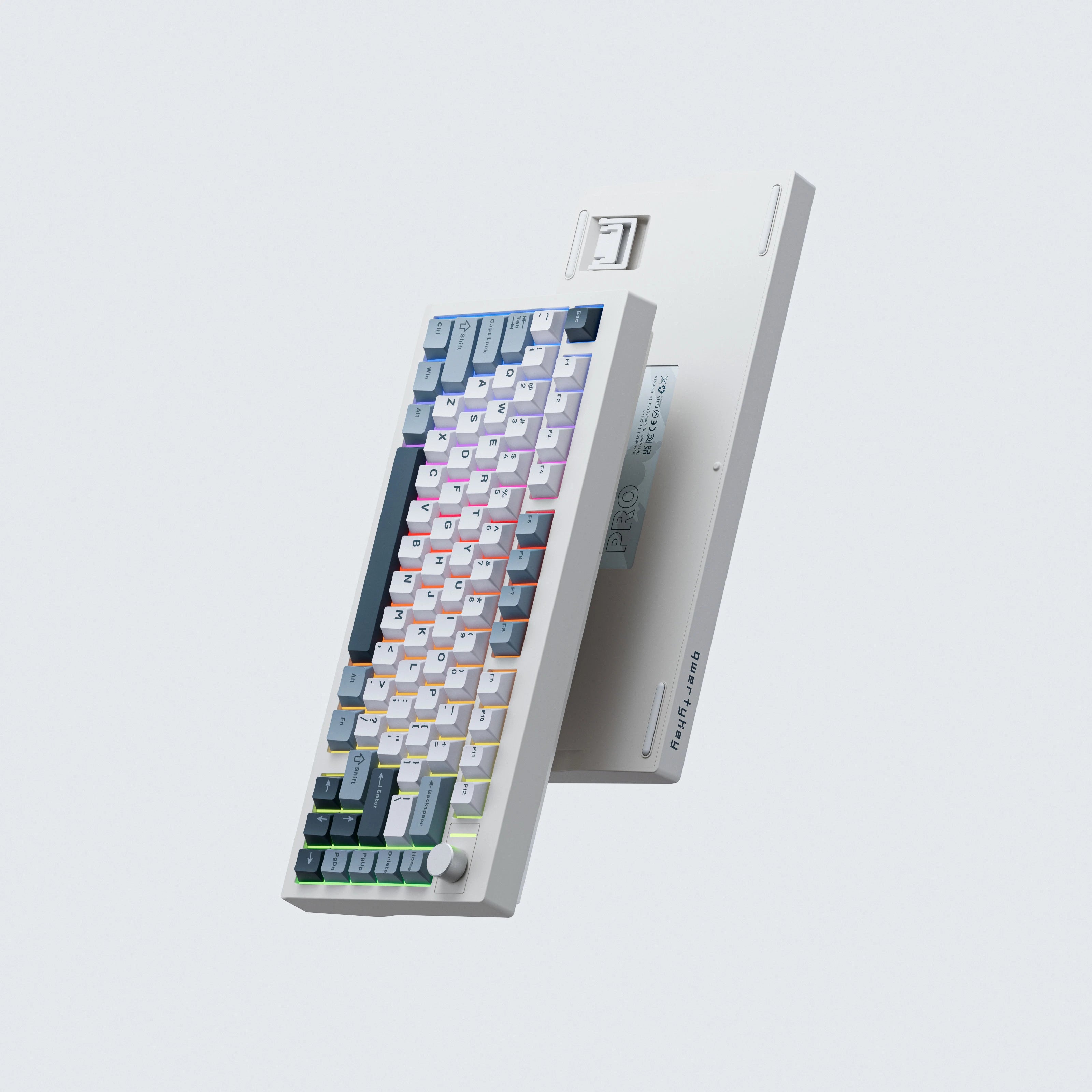 QwertyKey75 Pro V2 White Bluetooth Wireless Hotswap RGB Web Software Gasket Mounted Mechanical Gaming Keyboard