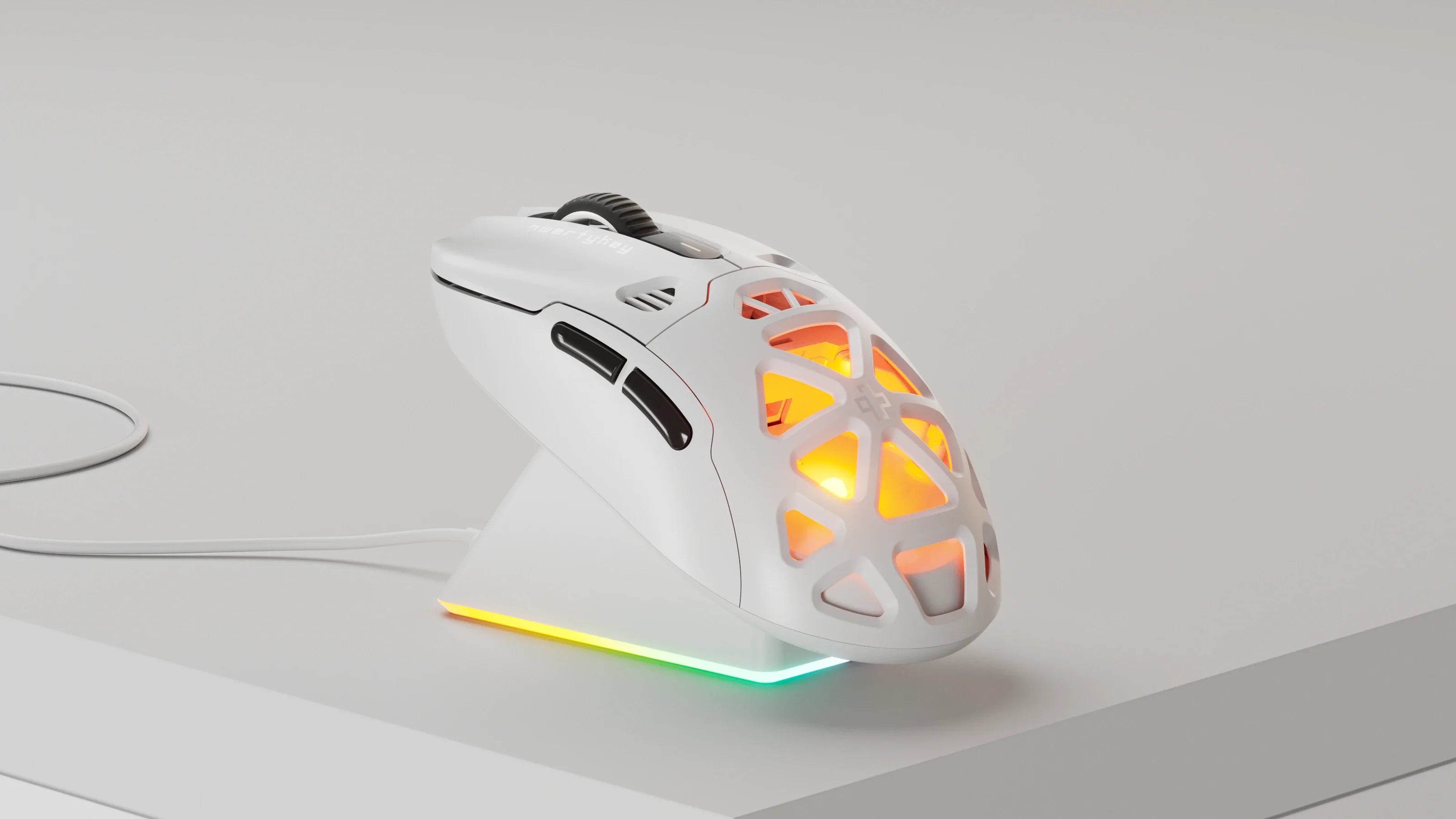 QwertyKey QKM1 White Wireless Bluetooth Charging Dock Mouse