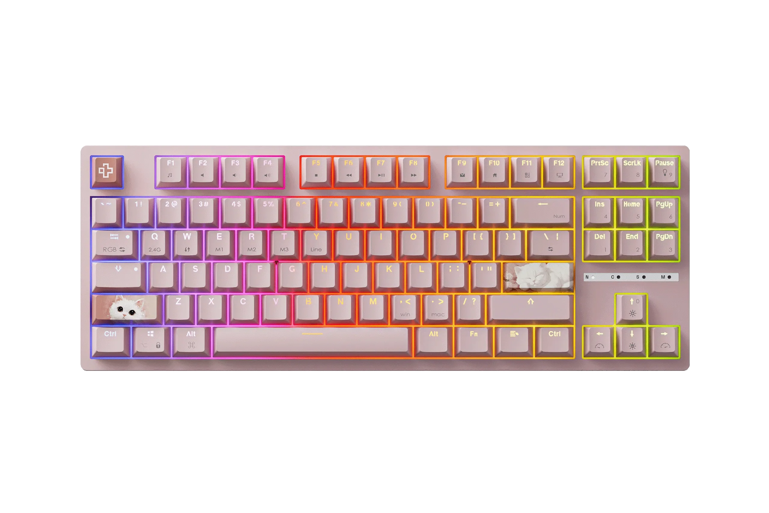 QwertyKey H87 Pink Bluetooth Wireless Hotswap RGB Mechanical Gaming Keyboard