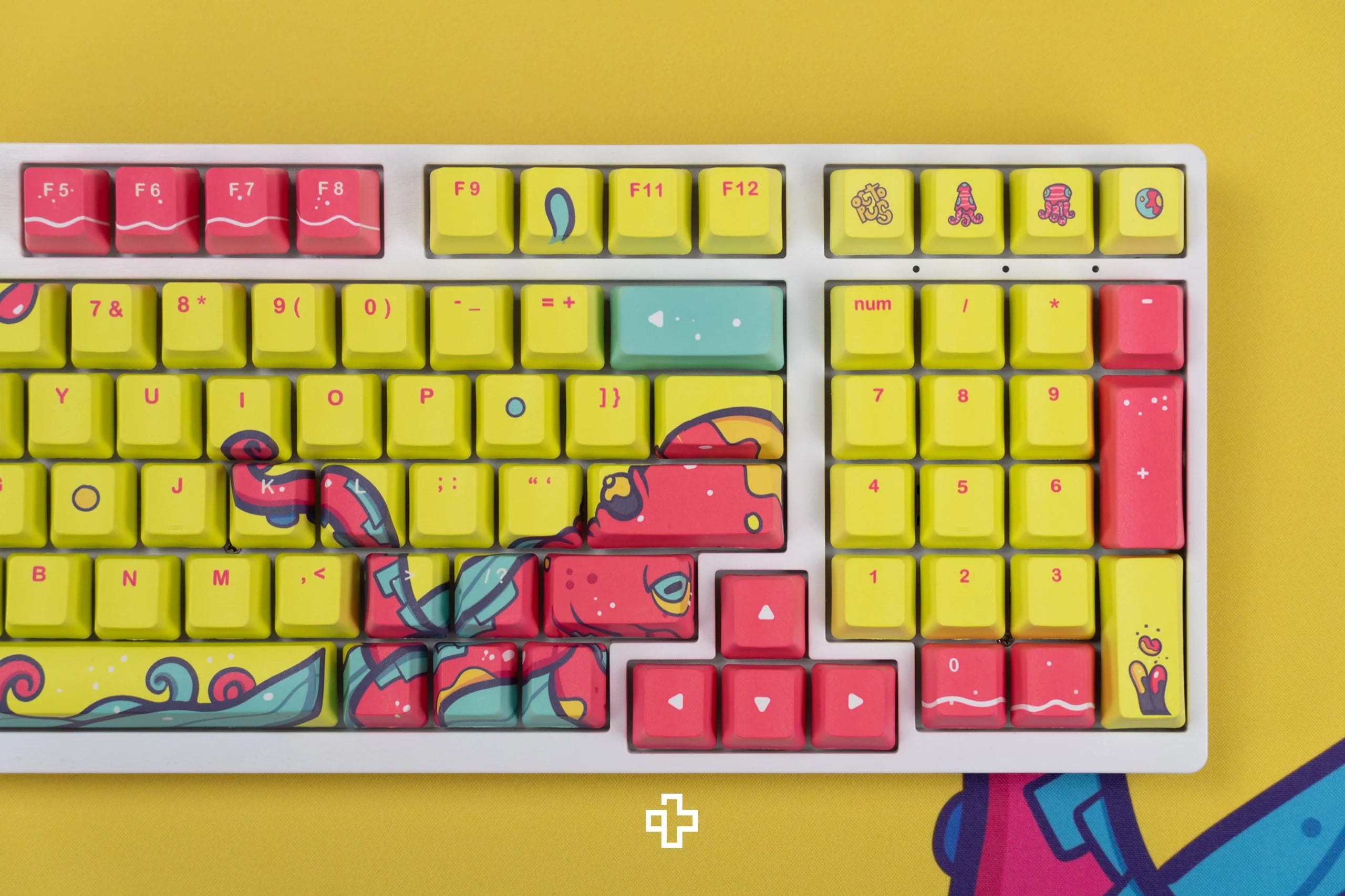 QwertyKey Octopus Yellow OEM Profile PBT Keycap Set