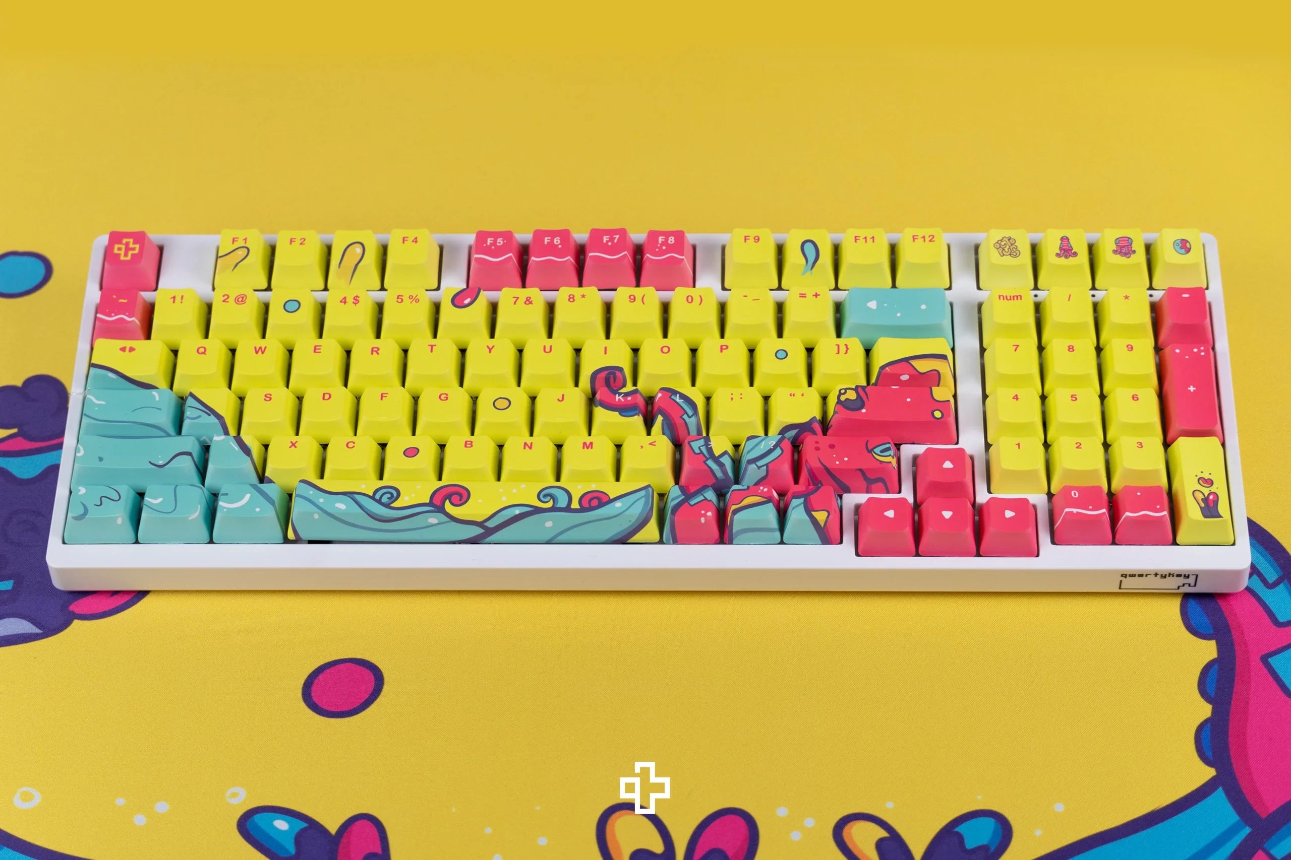QwertyKey Octopus Yellow OEM Profile PBT Keycap Set