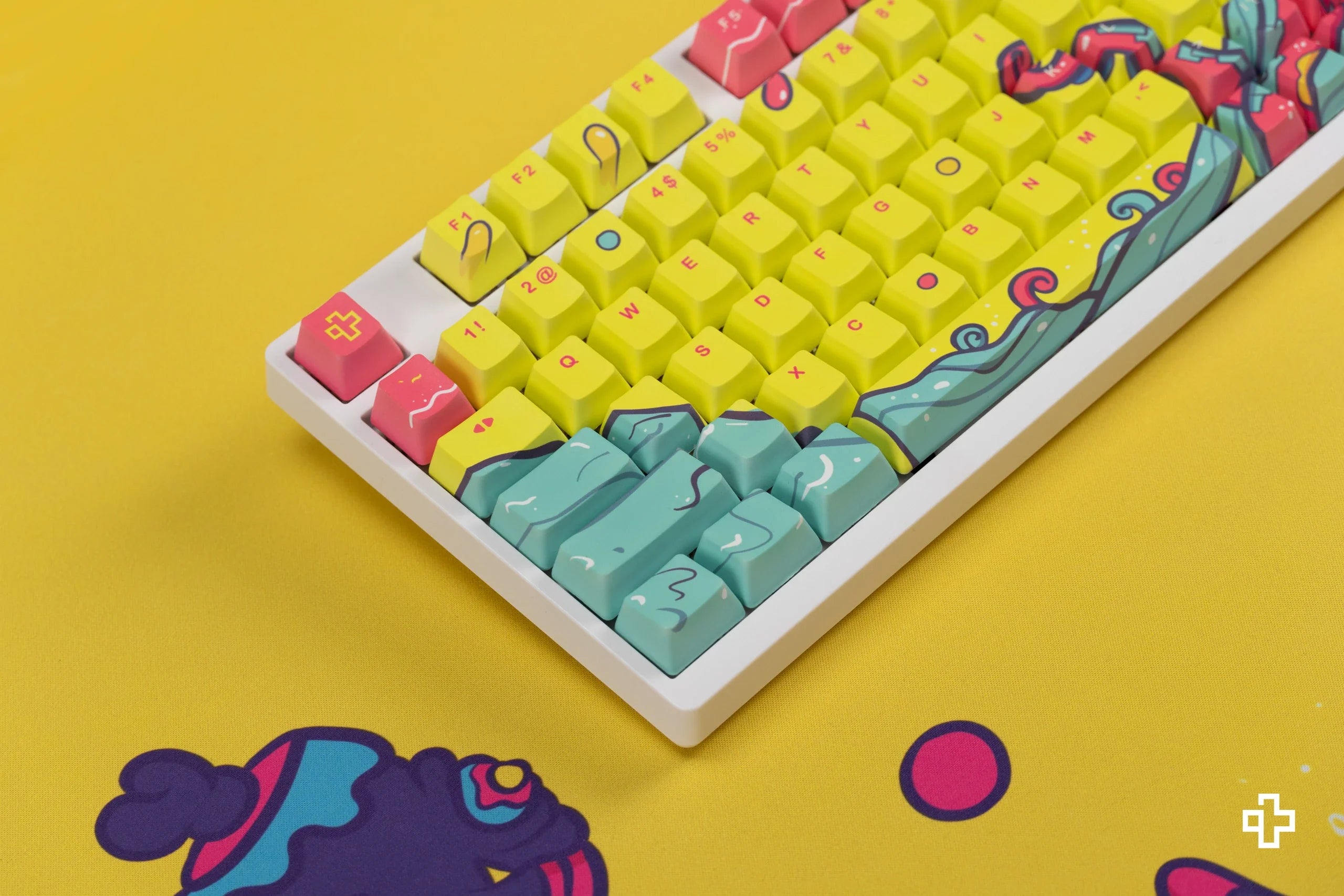 QwertyKey Octopus Yellow OEM Profile PBT Keycap Set