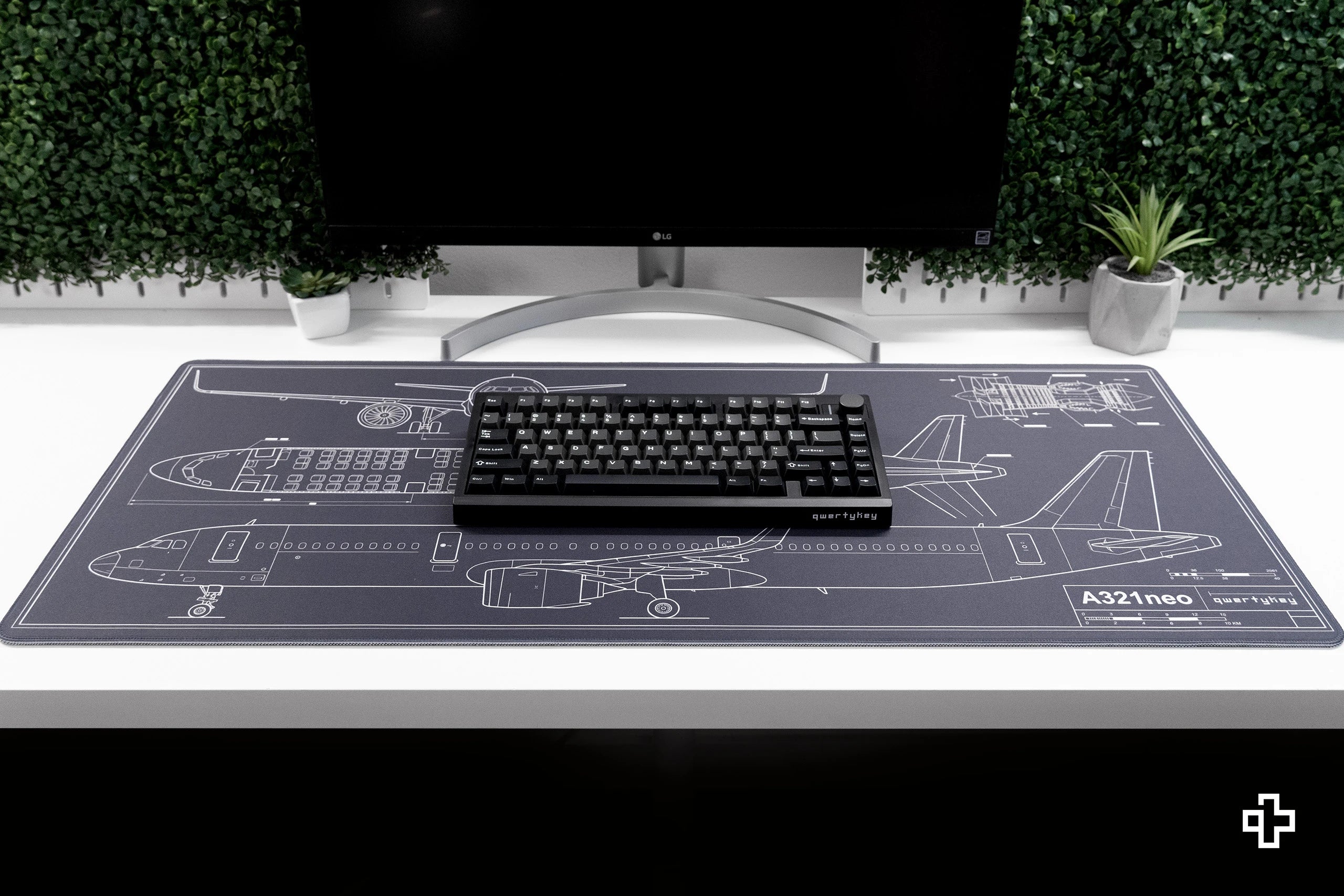 Deskmat Mousepad Plane Blueprint 4mm Stitched Edges