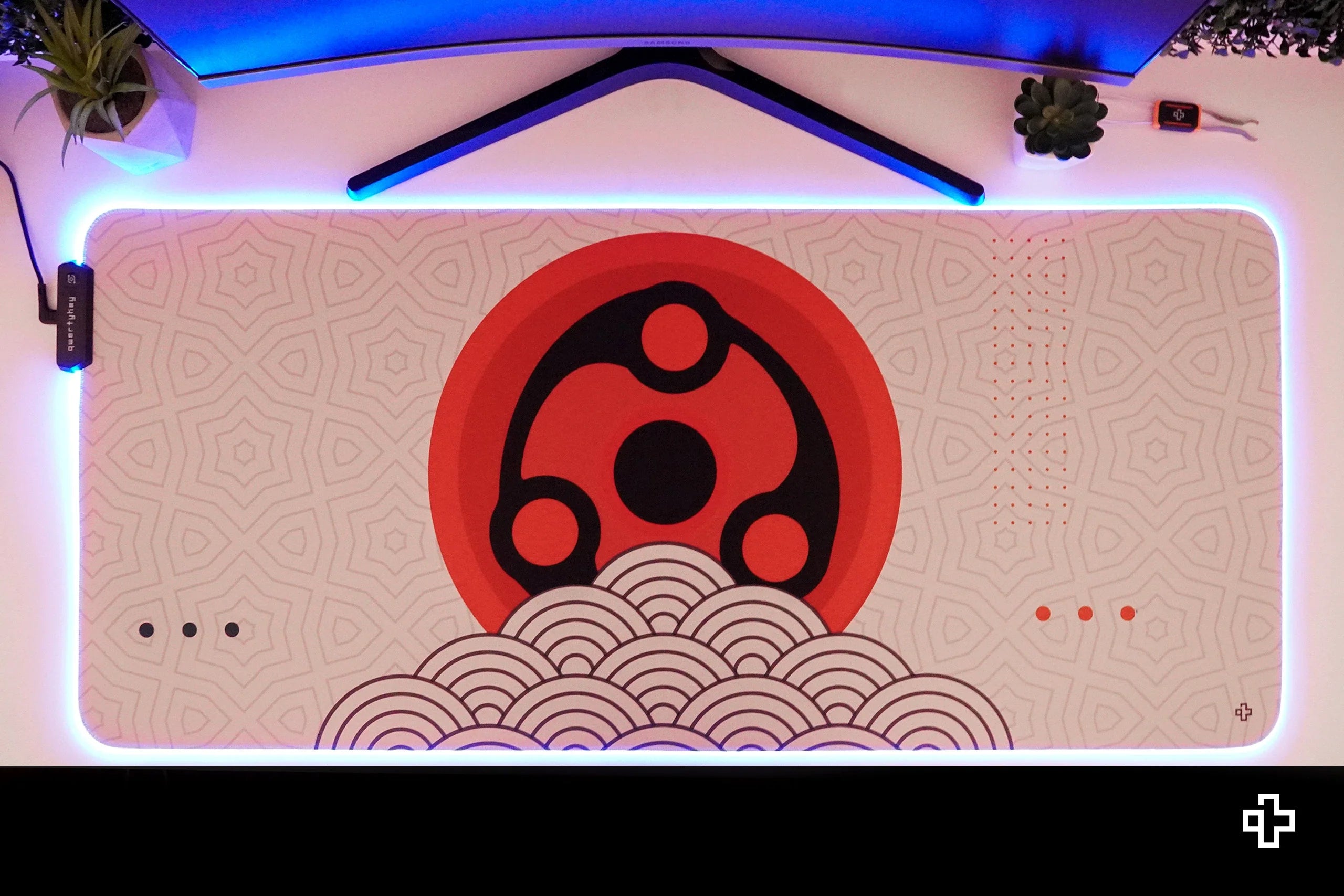 QwertyKey Sharingan Eye RGB Deskmat 4mm Stitched Edges
