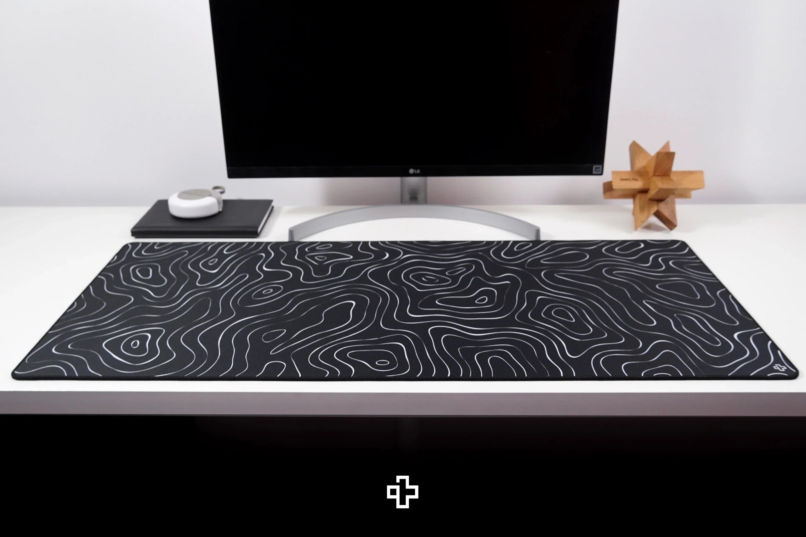 QwertyKey Topographic Black Deskmat 4mm Stitched Edges