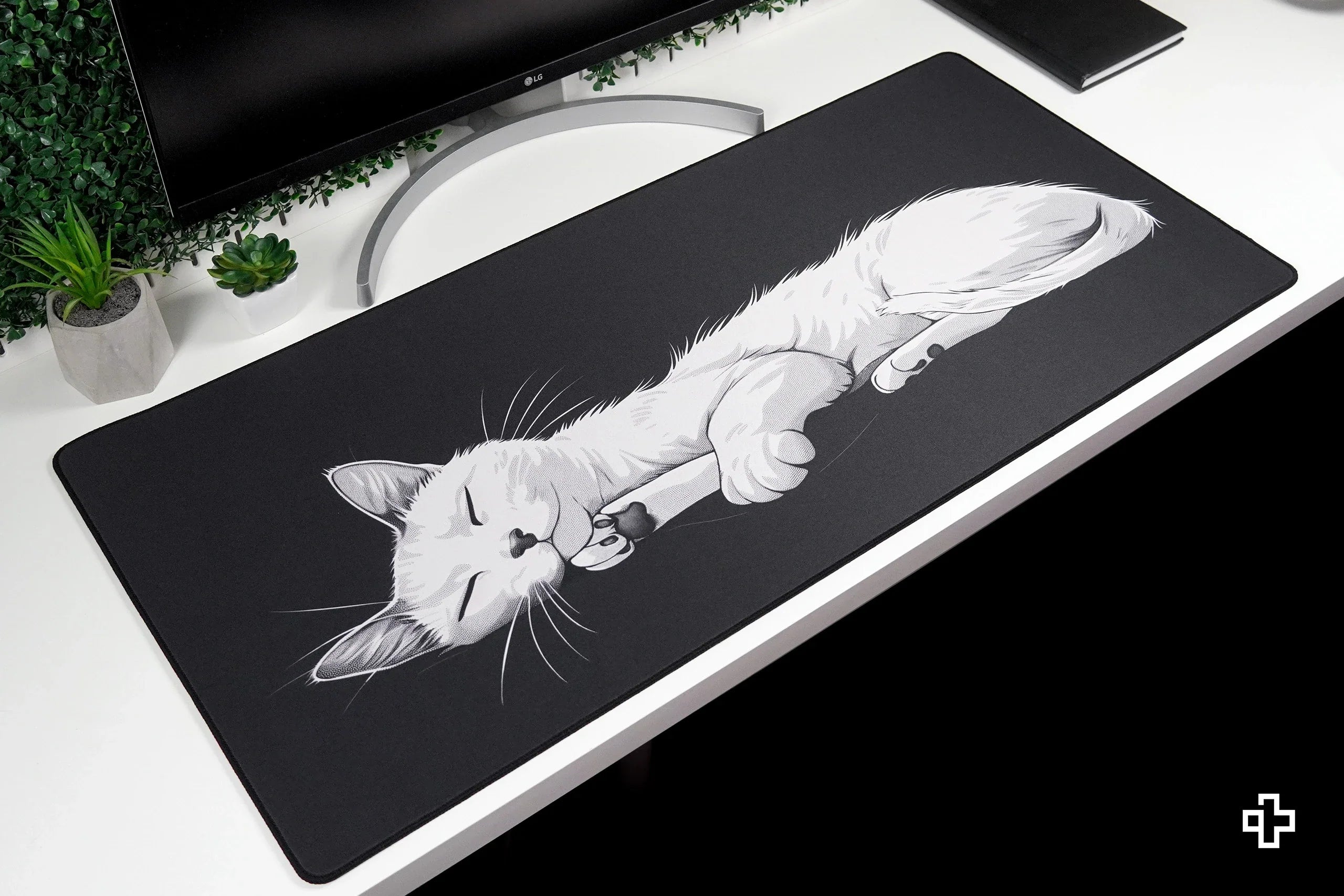 QwertyKey Black Cat Deskmat 4mm Stitched Edges