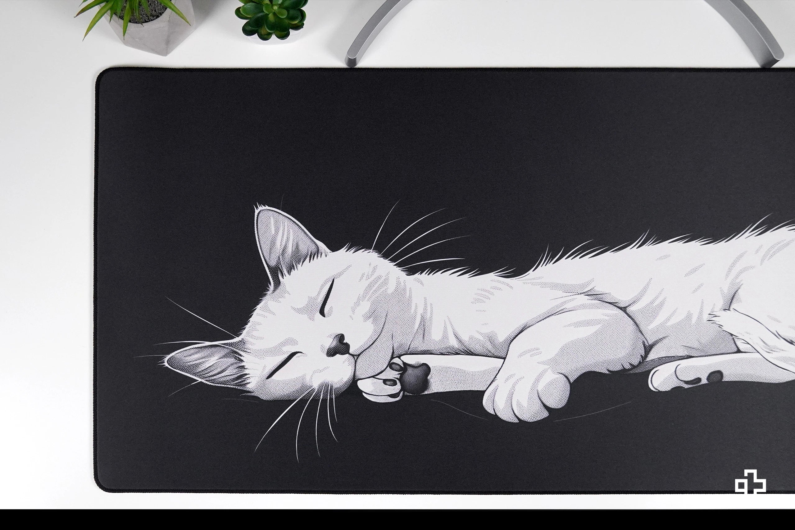 QwertyKey Black Cat Deskmat 4mm Stitched Edges