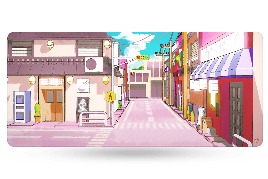 Deskmat Mousepad QwertyKey Japan Street 4mm stitched edges - QwertyKey