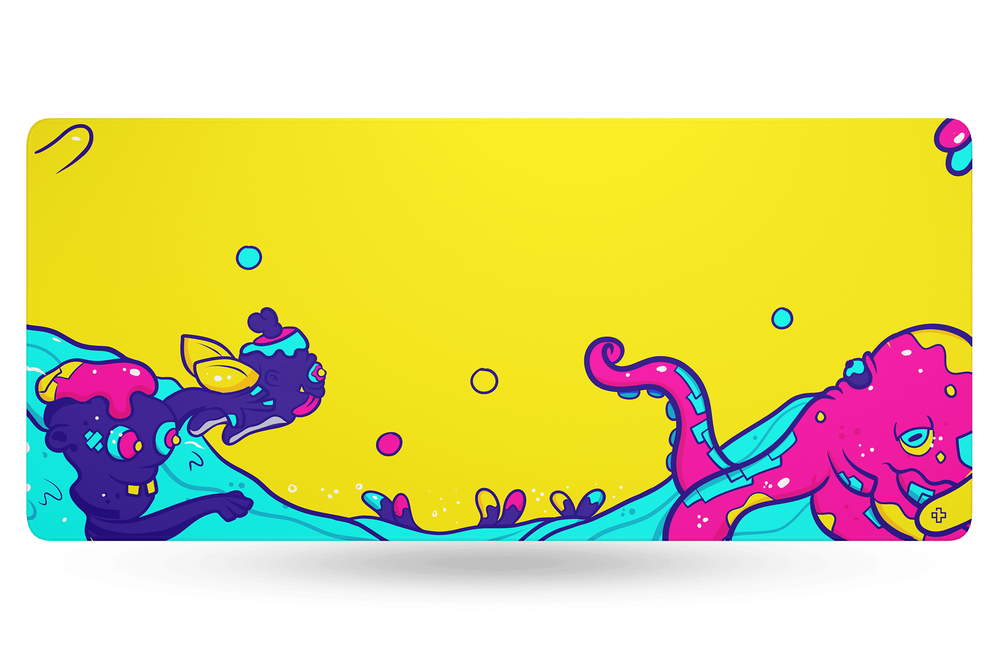 Deskmat Mousepad QwertyKey Octopus Yellow 4mm stitched edges Deskmats QwertyKey