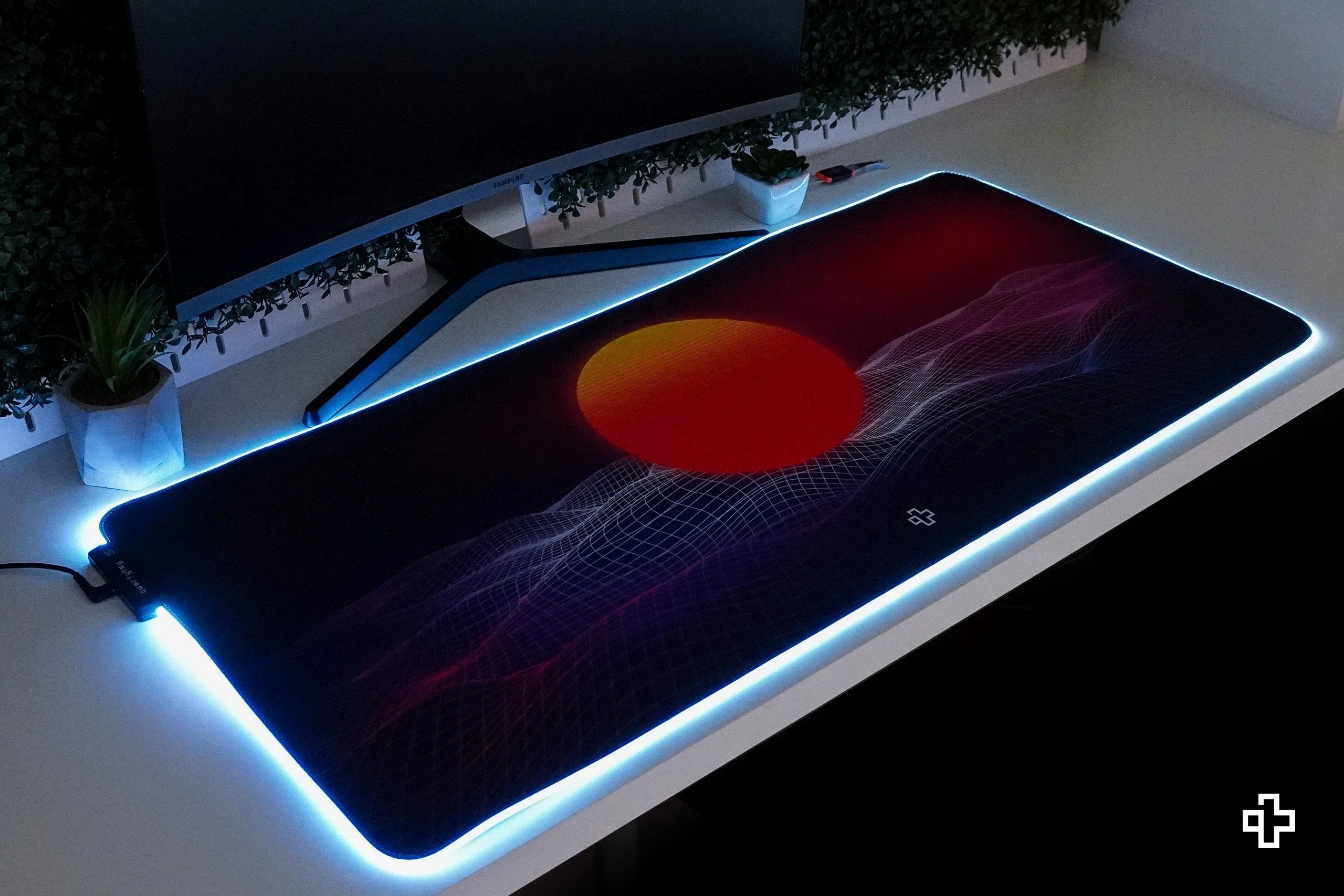 QwertyKey RGB CyberWave V2 Deskmat 4mm Stitched Edges