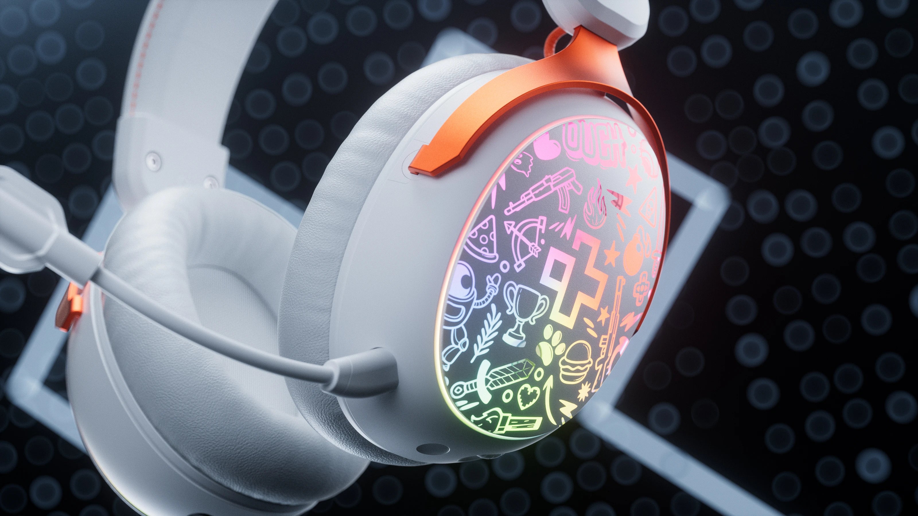 QwertyKey Pulse White, Trio Mode, RGB, Software, Microphone with AI Noise Canceling Wireless Gaming Headset