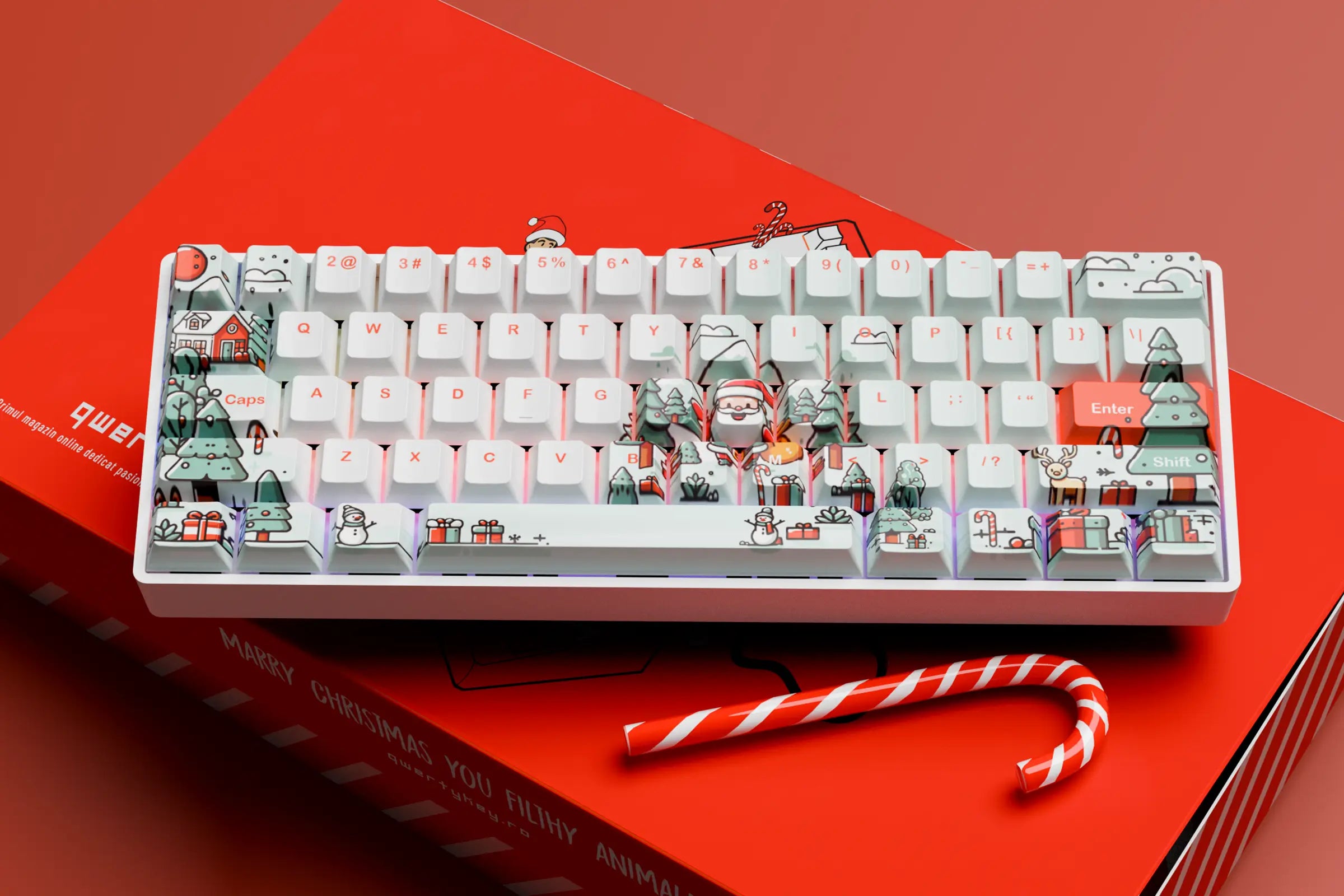 QwertyKey Santa Hotswap Christmas Mechanical Gaming Keyboard
