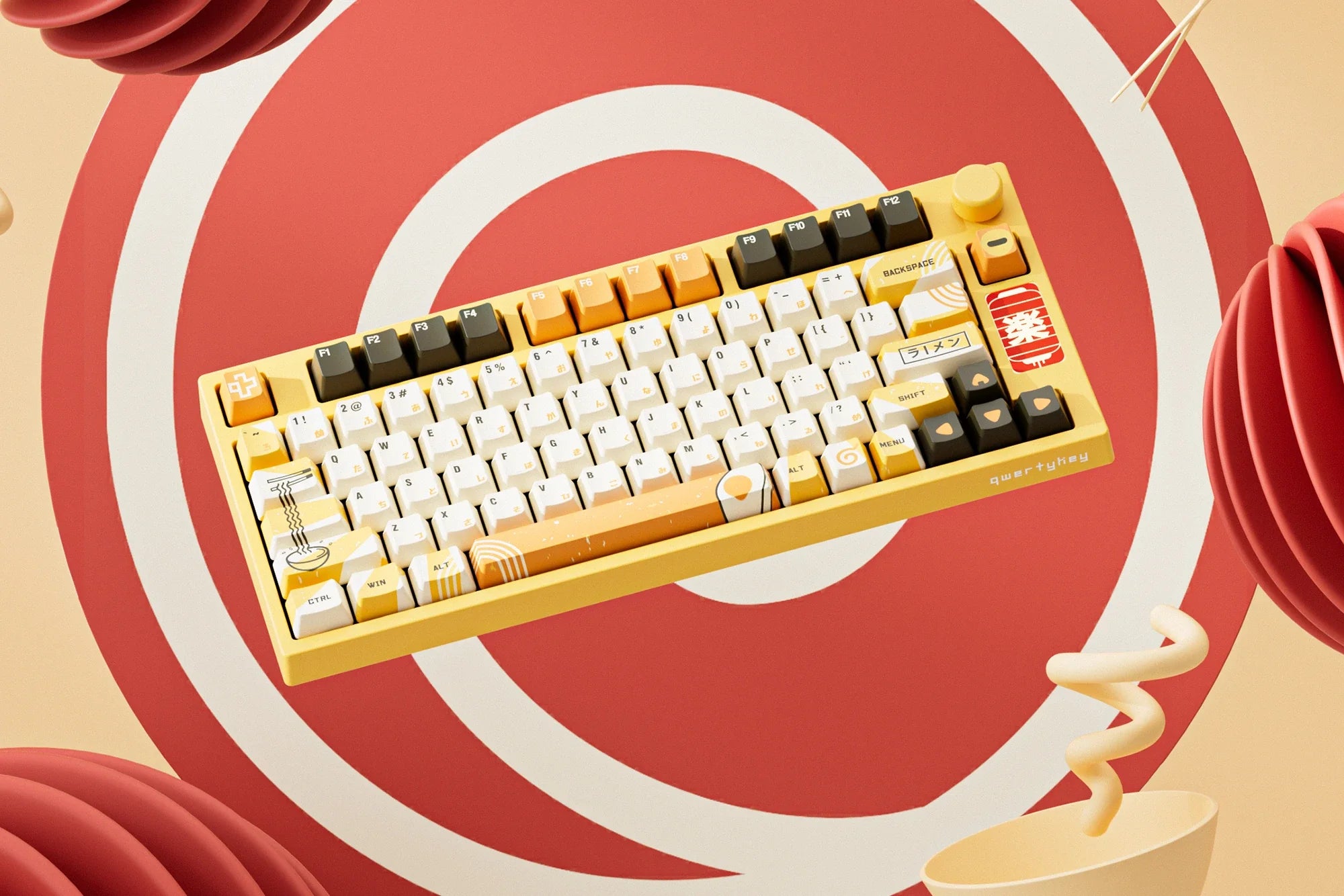 QwertyKey75 Ramen Bluetooth Wireless Hotswap RGB Gasket Mounted Mechanical Gaming Keyboard